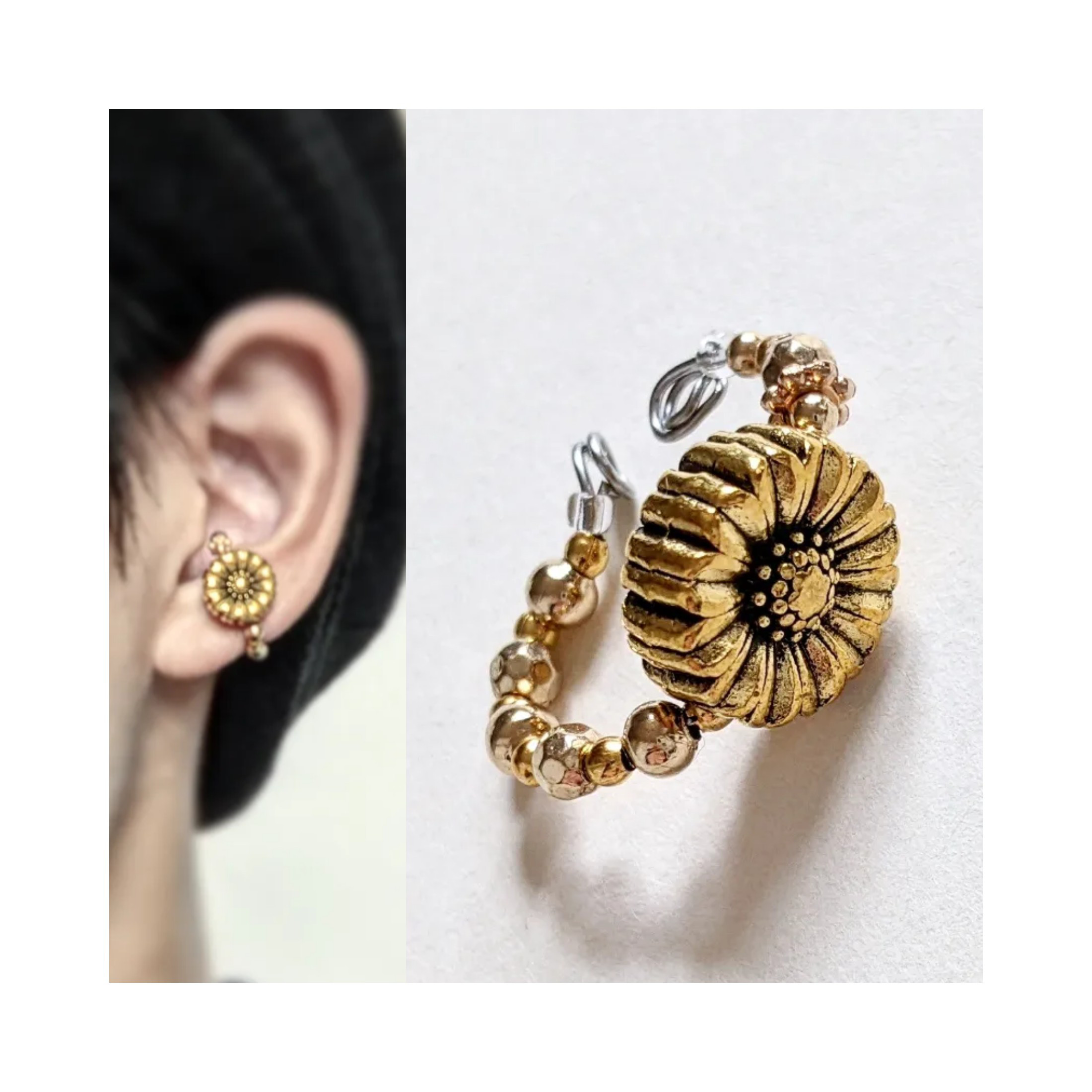 ゴールドイヤリング　ヴィンテージ　ハンドメイド ゴールドイヤリング　ヴィンテージ　ハンドメイド