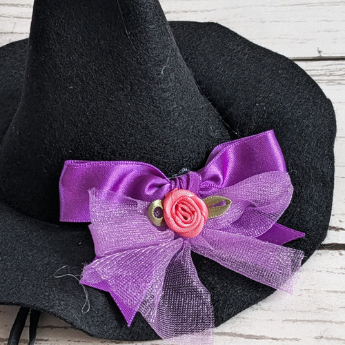 ハロウィン 犬・猫用ハット （S）紫リボン とんがり帽子 小型犬