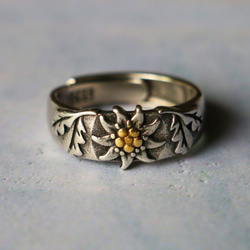 エーデルワイス　真鍮　リング　Brass　Ring　指輪　フリーサイズ　20号前後　 1枚目の画像
