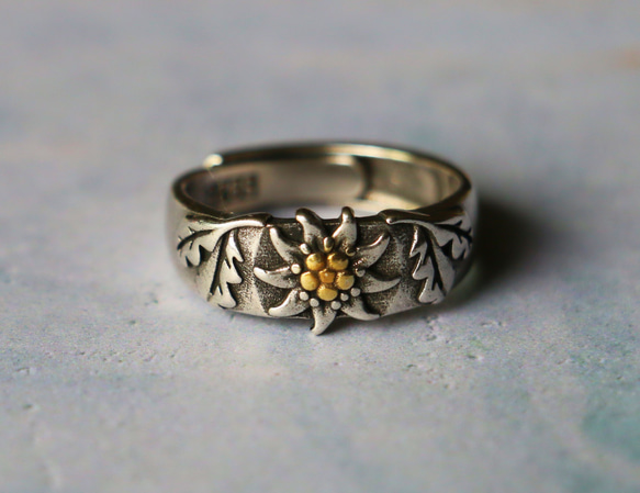 エーデルワイス　真鍮　リング　Brass　Ring　指輪　フリーサイズ　20号前後　 1枚目の画像
