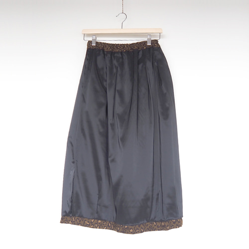 大人の バルーンスカート (レオパード柄）カーキ ロングスカート