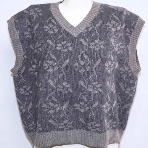 flower knitted top グレーニットベスト
