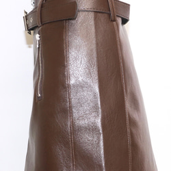 Leather Touch Mini Skirt  Belt Set brown ミニスカート ブラウン カジュアル 6枚目の画像