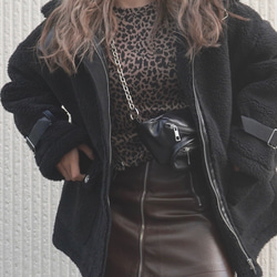 Leather Touch Mini Skirt  Belt Set brown ミニスカート ブラウン カジュアル 4枚目の画像