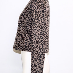 Leopard Zip Design Sweat Top (brown) Tシャツ ブラウン 茶色 カジュアル 6枚目の画像