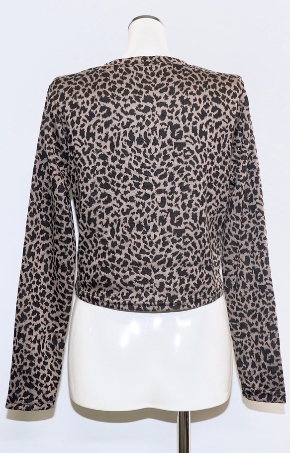 Leopard Zip Design Sweat Top (brown) Tシャツ ブラウン 茶色 カジュアル 7枚目の画像