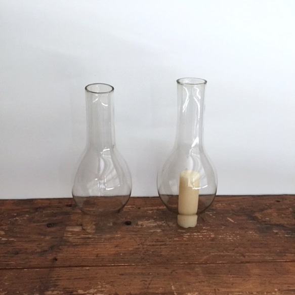 古いガラスランプほや　保存瓶  インダストリアル 暮らしの道具  ガラスフラワーベース　ガラスオブジェ 1枚目の画像
