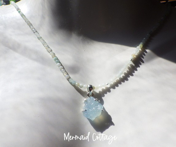 *sv925*Rough Aquamarine ラフロック アクアマリンのネックレス