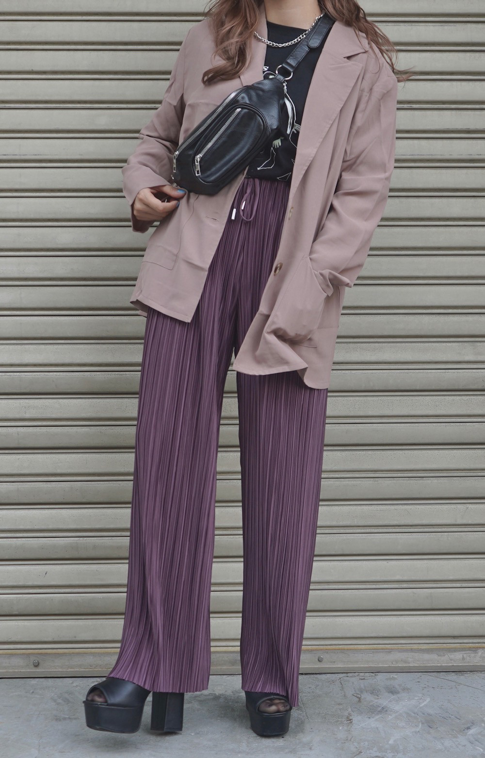 Single Breasted Tailored Jacket ash beige ジャケット ベージュ きれいめ