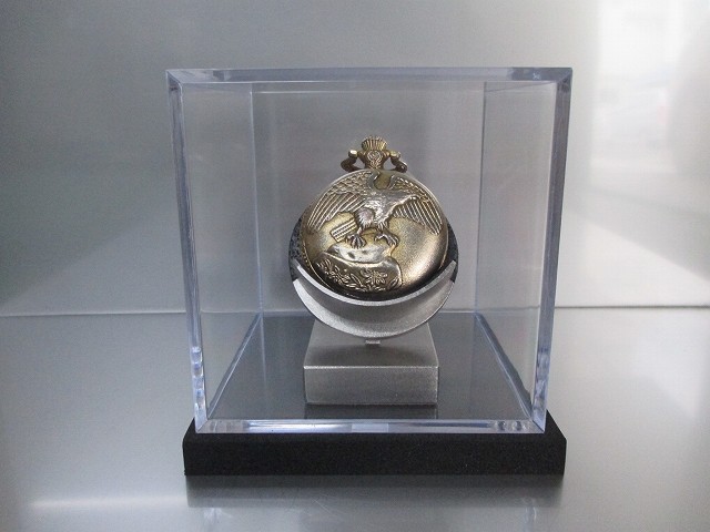 懐中時計　懐中時計ケース入りスタンド　名入れ　刻印　どっしり安定懐中時計スタンド　透明ケース入り　ブラック　181118