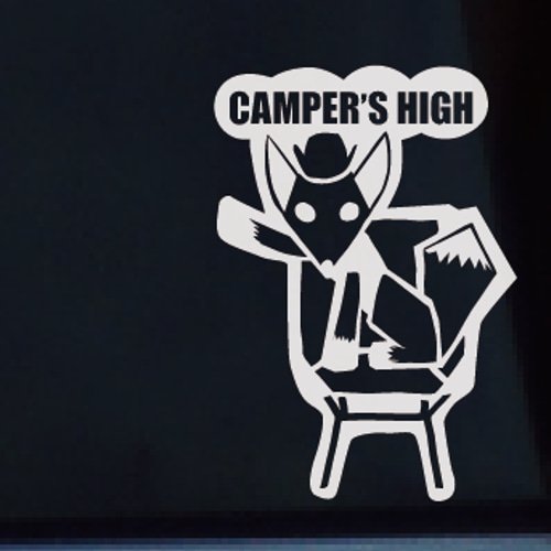 アウトドア キャンプキツネのカッティングステッカー 室内・屋外用 車