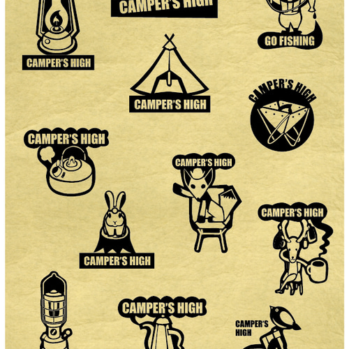 アウトドアギア テントのカッティングステッカー 室内・屋外用 車