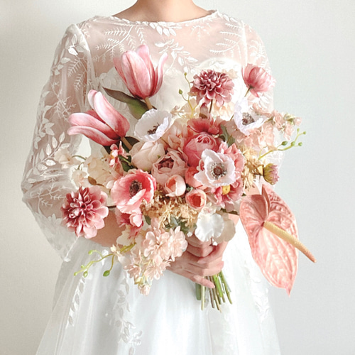 アンティークカラーの秋冬ウェディングブーケ【結婚式/ウェディング  