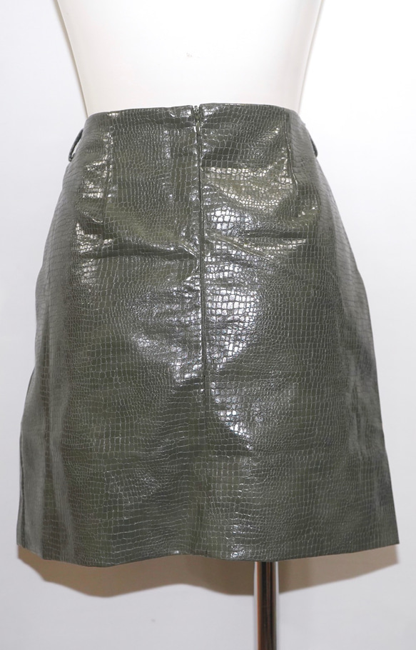 Croco-Touch Leather Mini Skirt  mini bag SET ミニスカート 緑 カジュアル 9枚目の画像