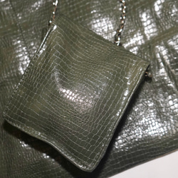 Croco-Touch Leather Mini Skirt  mini bag SET ミニスカート 緑 カジュアル 8枚目の画像