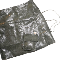 Croco-Touch Leather Mini Skirt  mini bag SET ミニスカート 緑 カジュアル 4枚目の画像