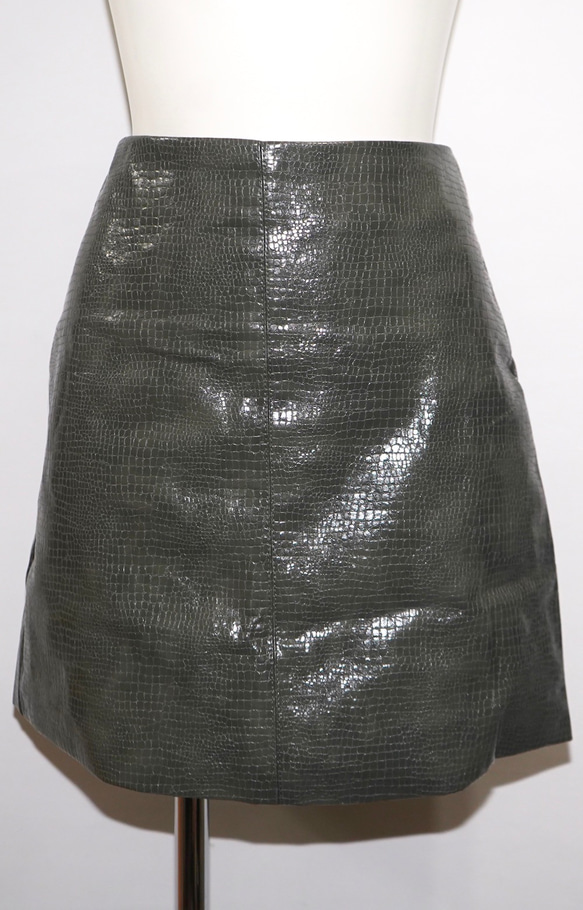 Croco-Touch Leather Mini Skirt  mini bag SET ミニスカート 緑 カジュアル 5枚目の画像