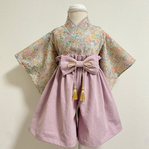 【専用】ハンドメイド　ベビー袴　キッズ袴　リーフ　桜ピンク 99003657706605c663bdb3d2e354d1