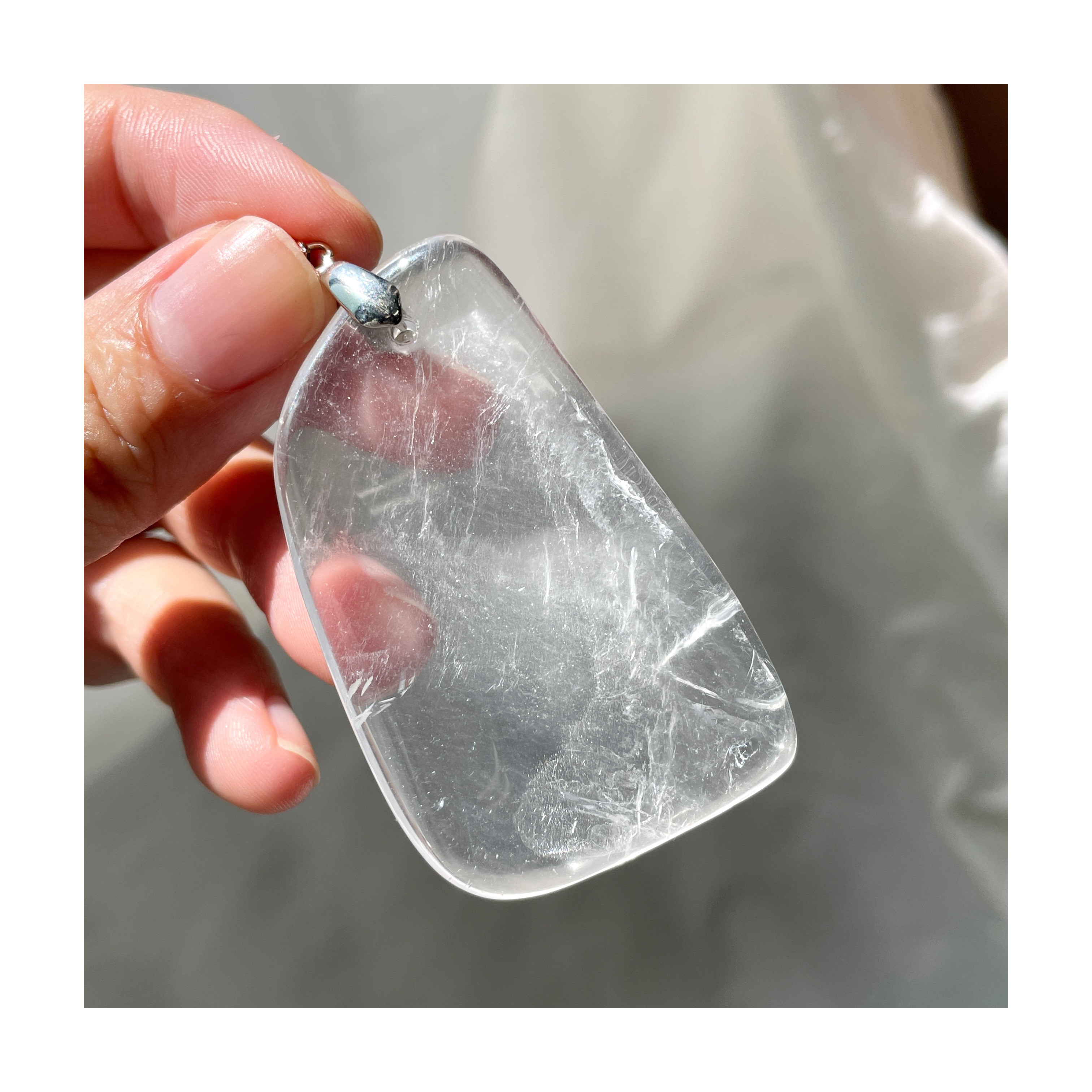 [3type select]天然石プレートネックレス（クリスタル）