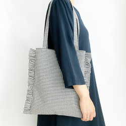 WOVEN 黒白チェック トートバッグ 黒白チェック柄トートバッグ ハンドメイド - メルカリ