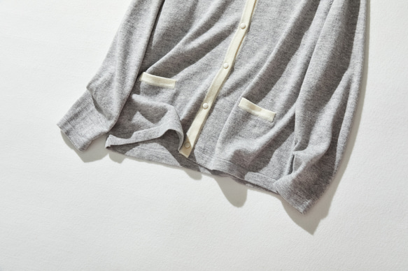 ★即納★上質ウールで大人カジュアル　メリノウール100％カーディガン　配色 230917-1 6枚目の画像