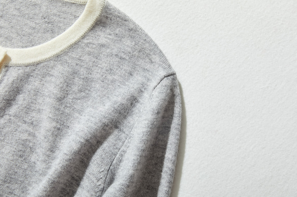 ★即納★上質ウールで大人カジュアル　メリノウール100％カーディガン　配色 230917-1 3枚目の画像