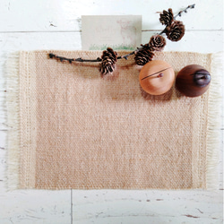 手紡ぎ糸・手織りのテーブルマット 2枚目の画像