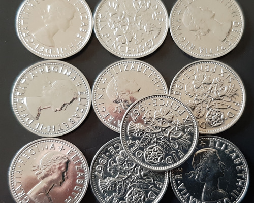 幸せのシックスペンス イギリス 50個セットラッキー6ペンス 本物古銭英国コイン