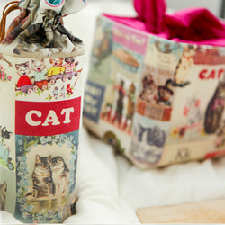 ヴィンテージ コラージュ デザイン 猫柄 レトロキャット コットン生地 45㎝単位カット Retro Cat 7枚目の画像