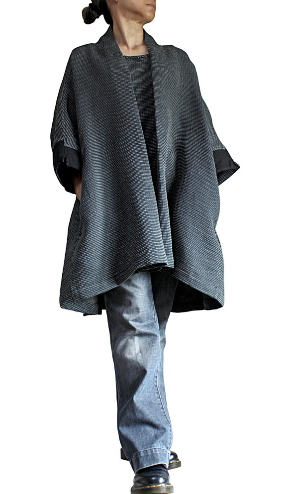 刺子式柔軟棉質束腰外衣 (BFS-187-01) 第2張的照片