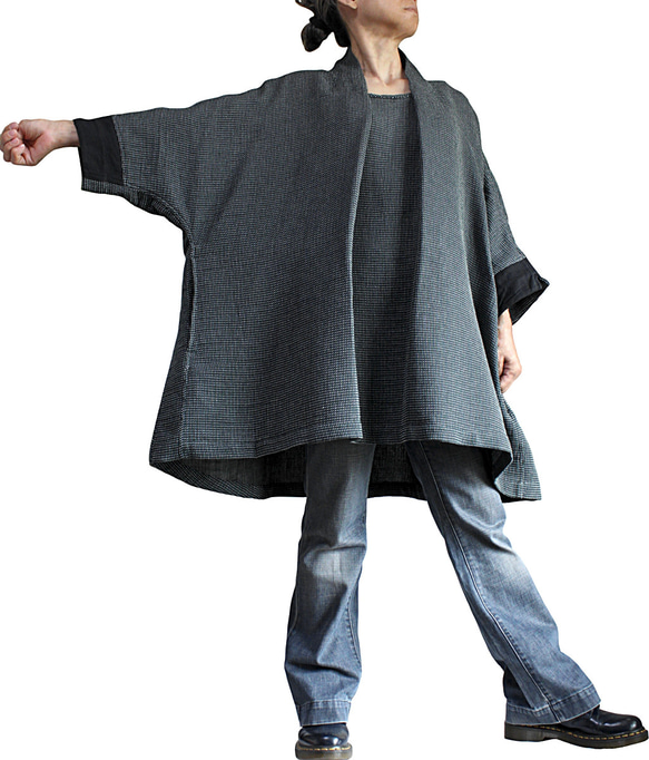 刺子式柔軟棉質束腰外衣 (BFS-187-01) 第5張的照片