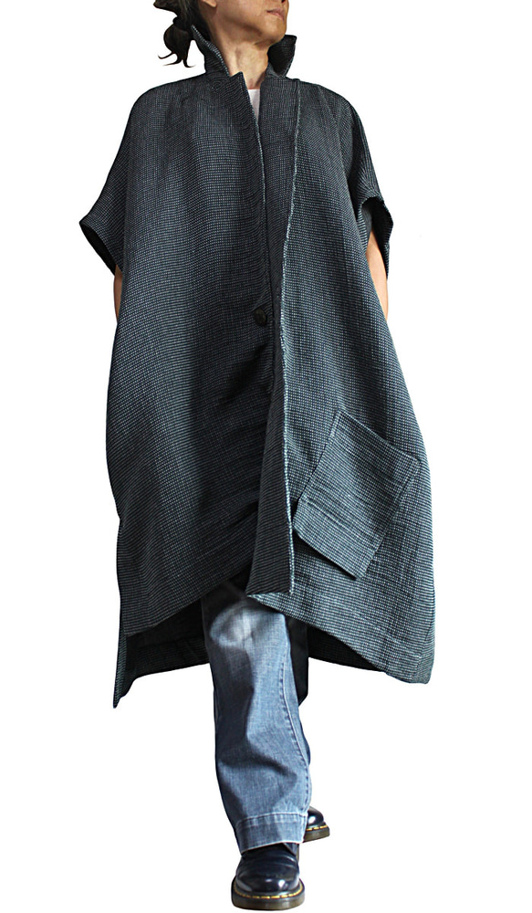 刺子風格柔軟棉質短袖外套 (JFS-176-01) 第2張的照片