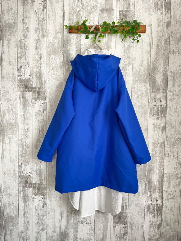 春秋軽い綺麗ブルー色やわらかいツイル軽いナイロンフードジャケット 4枚目の画像