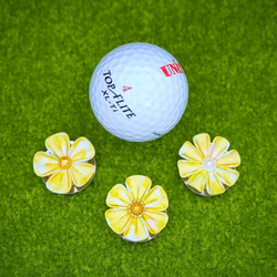 ゴルフマーカー　クリップタイプ　（イエロー 五弁花）　●　クロースフラワーアクセサリー 8枚目の画像