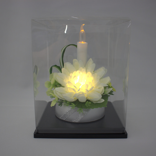 374 LED ローソク付お供え花 菊とグリーン 【仏花 LEDﾌﾗﾜｰｱﾚﾝｼﾞ