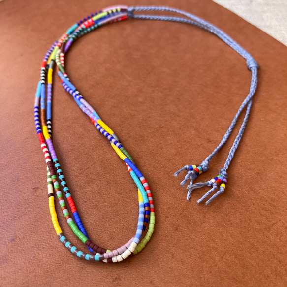 Waxcord x Beads Triple Necklace/Multicolor Denim ネックレス・ペンダント souleo 通販