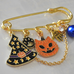 ＊送料無料＊チャリティー★Happy Halloween☆彡 オバケかぼちゃキャットさんのブローチピン　＊ハロウィン 11枚目の画像