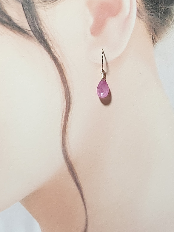 桃色 ピンクサファイア 一粒ピアス ピアス シルバー925 9月誕生石 送料 