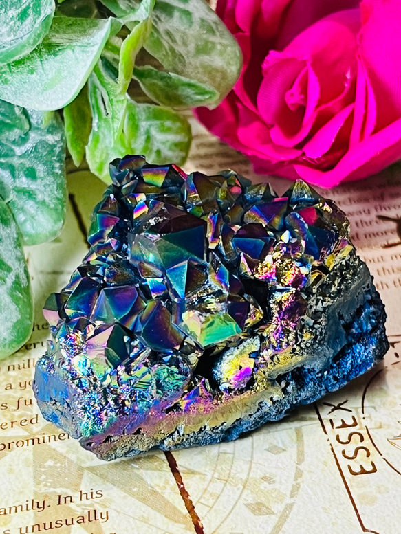 七色の夢໒꒱✨　オーラ　アメジスト　紫水晶　ラフストーン　原石　クラスター