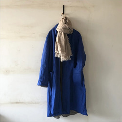 LINEN羽織　French Linen100%　Royal Blue 晴れやかブルー　01112 1枚目の画像