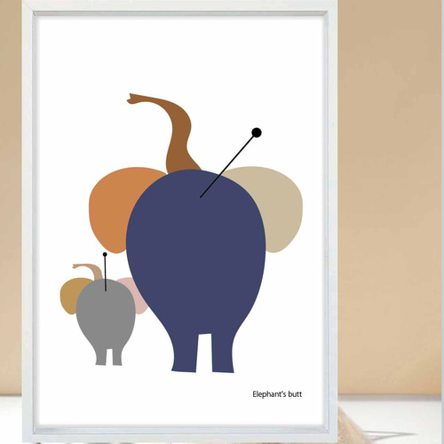 ゾウさんのお尻 イラスト ポスター A4 A3 A2 A1 アートポスター アート