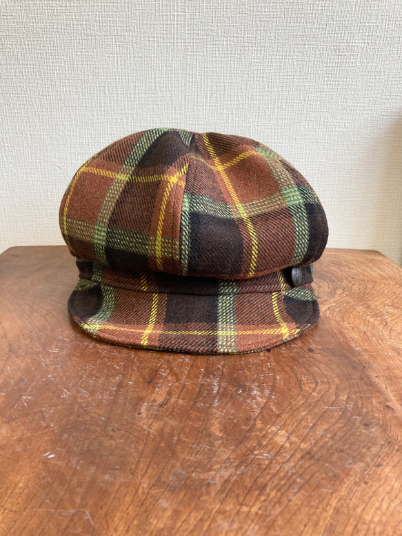 特價★可愛格子圖案❤️羊毛材質格子報童帽（棕色芥末）尺寸隨意 LL 62cm 第9張的照片
