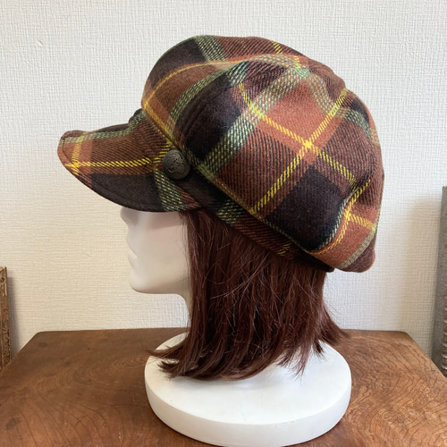 KAPITAL キャスケット ブラウン系 チェック柄 ankoROCK 帽子 キャスケット an meets zakka チェック柄ウール