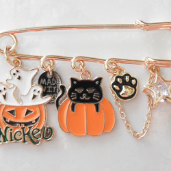 ＊送料無料＊チャリティー★Happy Halloween☆彡 wicked！カボチャの猫ちゃんブローチピン　＊ハロウィン 12枚目の画像