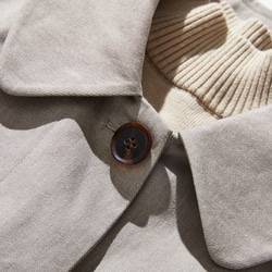 永不過時的經典外套，棉質斜紋長外套，有襯裡，淺灰色 230919-1 第4張的照片