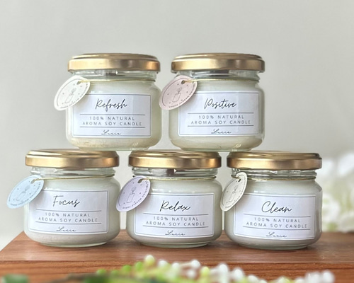 天然素材100％】精油をたっぷり入れたアロマソイキャンドル～essential