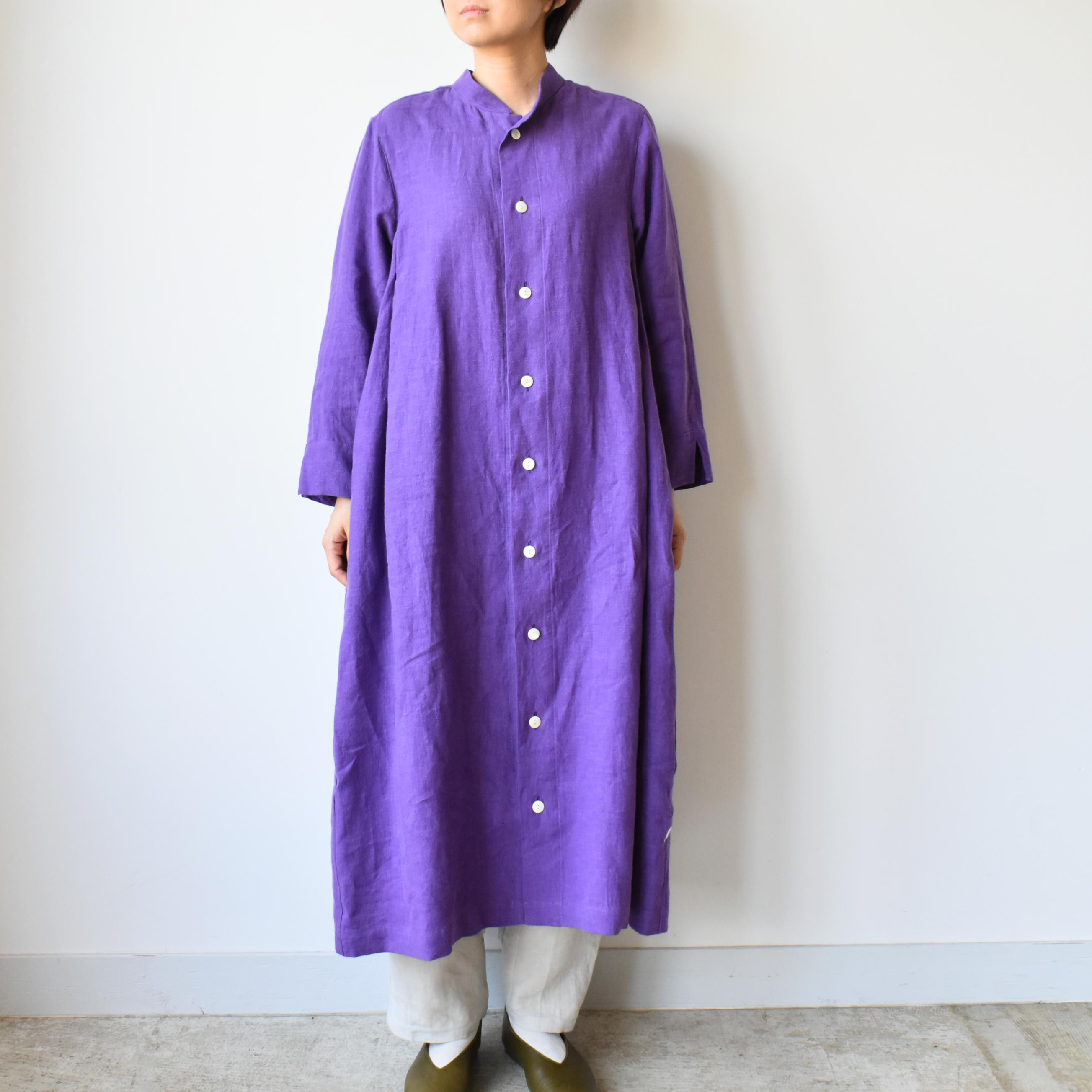 すっきりシルエット、リラックスな着心地のフレンチリネンワンピース【SOOP093F】