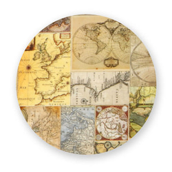 ヴィンテージ コラージュ モダーン風地図 アンティークマップ コットンリネン 45㎝単位カット Retro Map 2枚目の画像