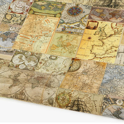 ヴィンテージ コラージュ モダーン風地図 アンティークマップ コットンリネン 45㎝単位カット Retro Map 7枚目の画像