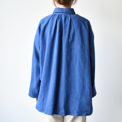 法式亞麻襯衫，華麗 A 字輪廓和褶皺 [SOL093F] 第4張的照片